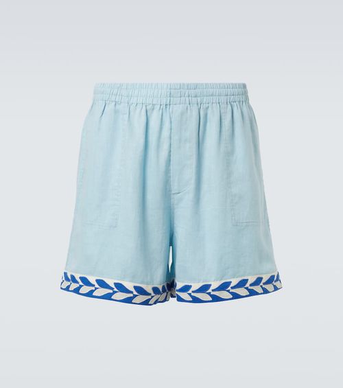 Seedling Stripe linen Bermuda shorts