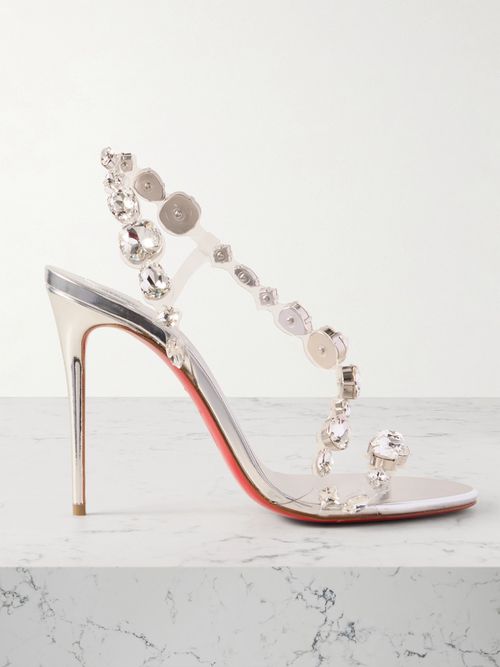 Rosalie 100 Crystal-embellished Pvc Sandals - Silver