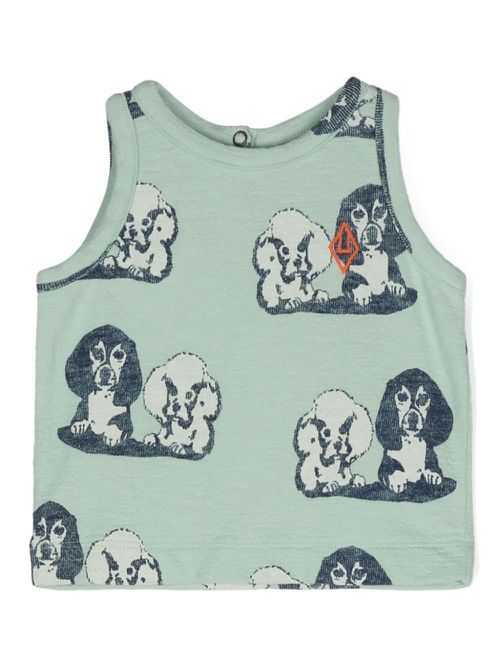 Hyena dog-print cotton tank top - Blue