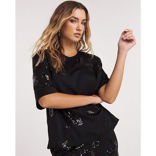 Joanna Hope Satin Sequin Top