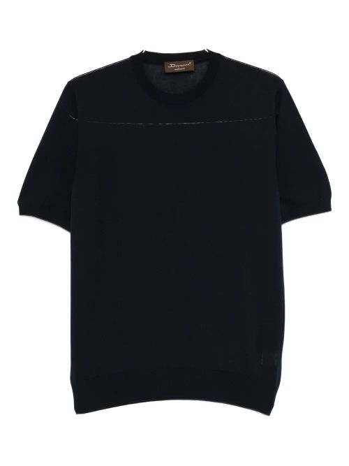 Fine Knit T-Shirt — Navy