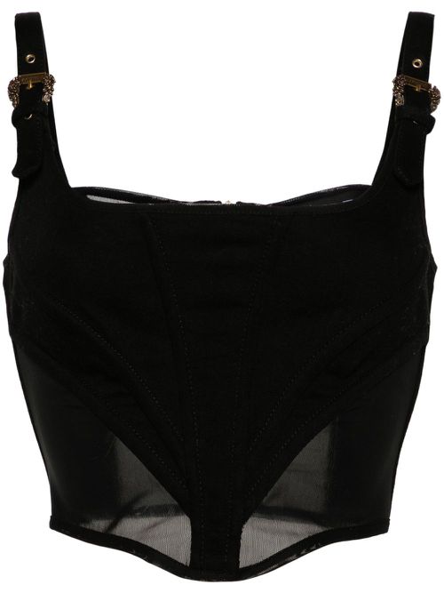 Buckle-straps corset tank top - Black