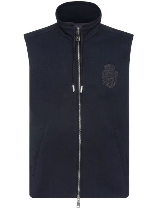 Logo-appliqué wool gilet - Blue