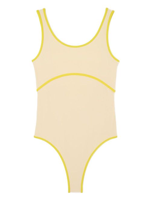 Contrasting-trim swimsuit - Yellow
