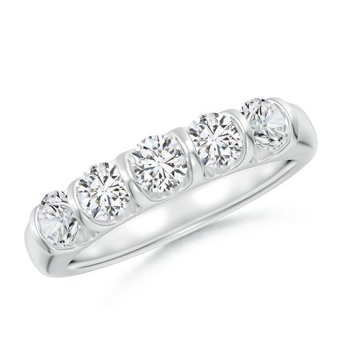 Angara 1.0 Carat Bar Set Five Stone Round Diamond Wedding Ring for Her in Platinum