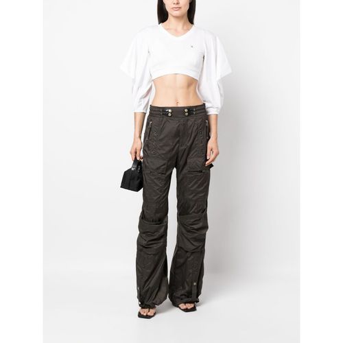 Véronique Leroy Cotton Jersey Triangle Sleeve Crop T Shirt