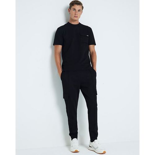 River Island Mens Cargo Joggers Black Slim Fit Stretch Smart - Mediu