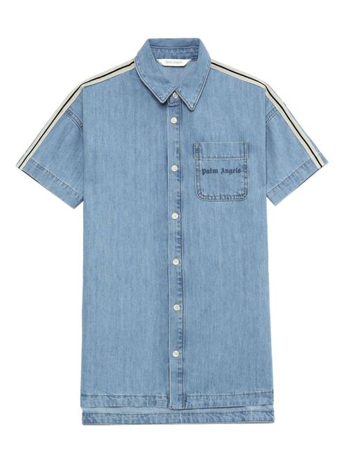 Stripe-detail denim dress - Blue