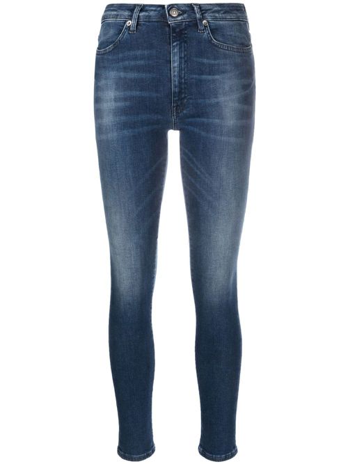 Mid-rise stonewashed skinny jeans - Blue