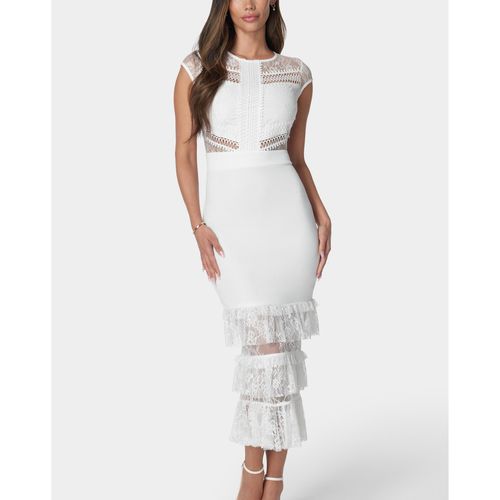 Bebe | Women's Feather Sleeve Mini Dress - Black | Realry