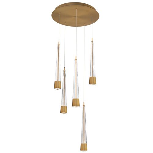 Aged Brass LED Chandelier from the Quill Collection