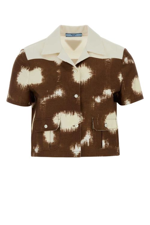 Printed Cotton Shirt — Brown