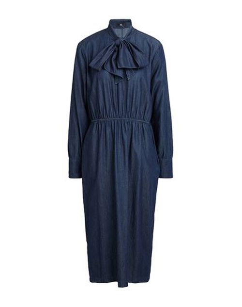 Woman Midi dress Blue Size 12 Cotton