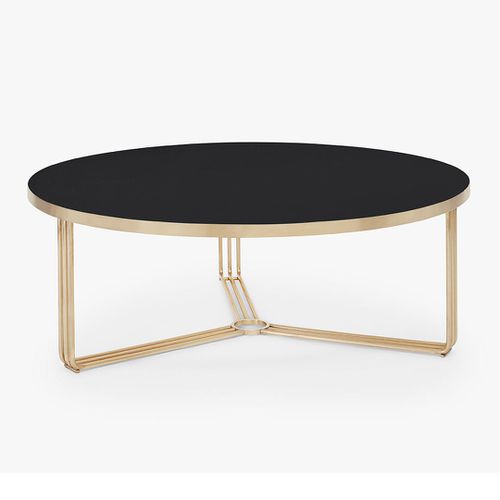 Finn Brass Coffee Table, Black Glass - Large