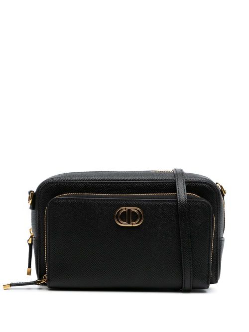 2023 Grained Calfskin Caro Double Pouch crossbody bag - Black