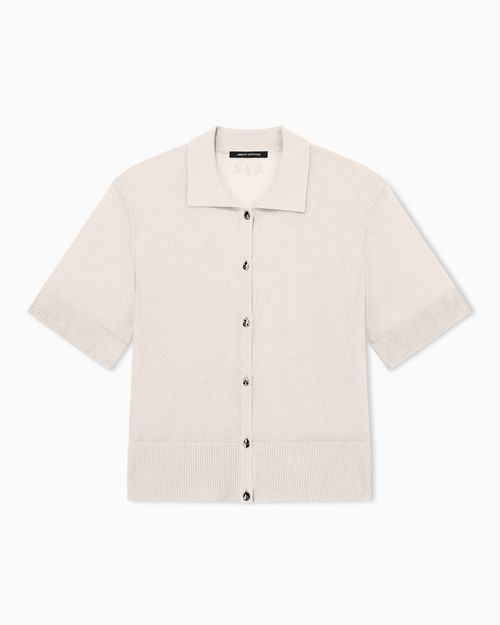 Short-sleeved linen blend cardigan