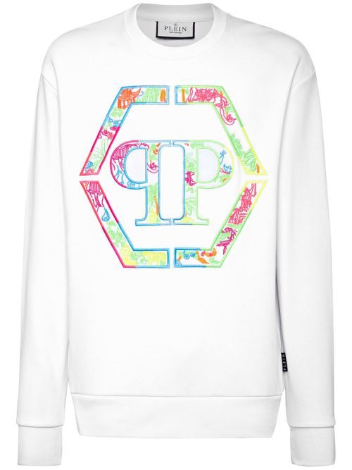 Logo-embroidered drop-shoulder sweatshirt - White