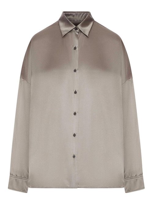 Satin-Effect Silk Shirt