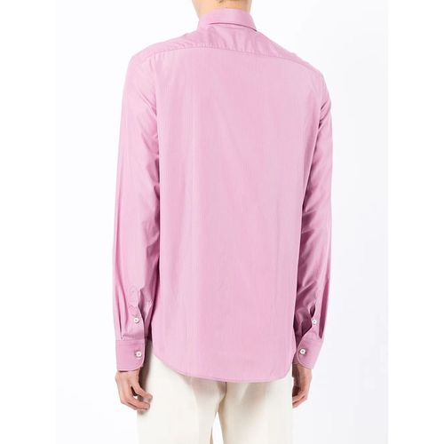 Cotton Button-Front Shirt — Pink
