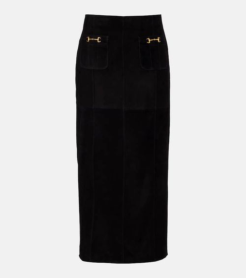Edwina high-rise suede midi skirt