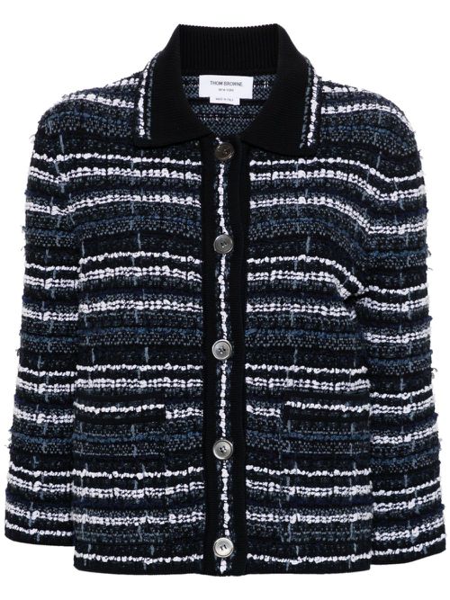 Bouclé construction tweed jacket - Blue
