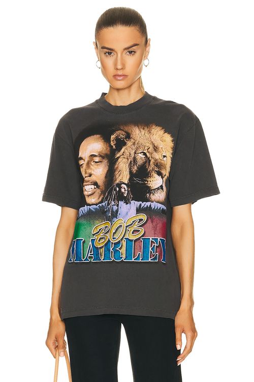 SIXTHREESEVEN Bob Marley Tour T-Shirt in Washed Black - Black. XS also in