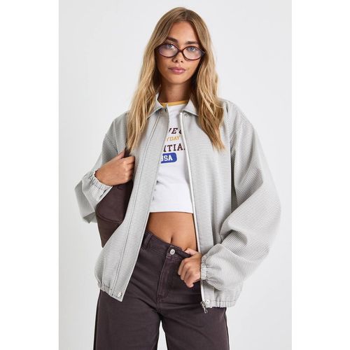 Boohoo Women's Check Oversized Bomber Jacket in White
