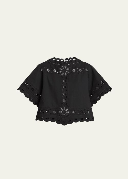 이자벨마랑 여성 Parissa Cutout Lace Scallop Top BG_4831648_100106_MBLACK