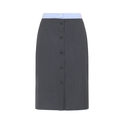 Grey Solid Midi Skirt