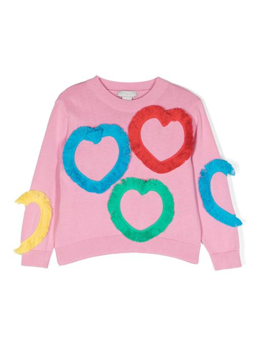Frayed-detail knitted jumper - Pink