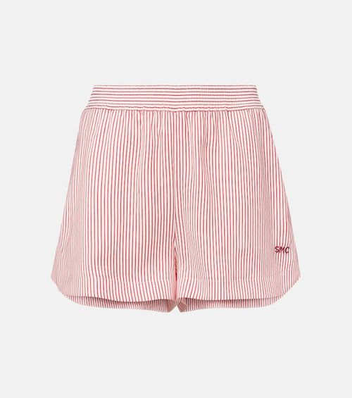 Pinstriped silk shorts