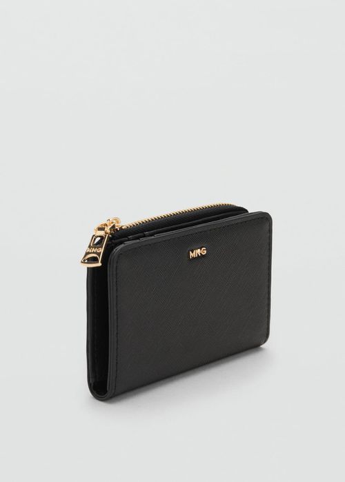 Safiano-effect wallet with flap black - Woman - One size - 