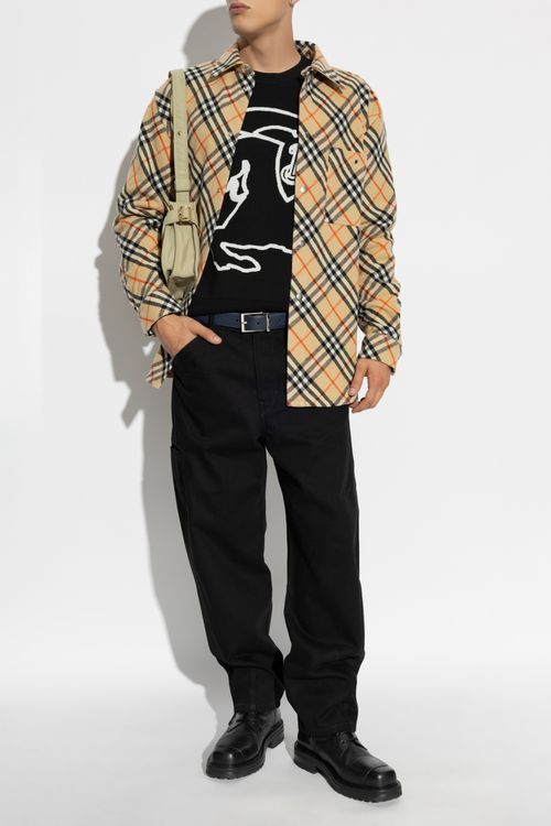 Shirt With Check Pattern, Men's, Beige
