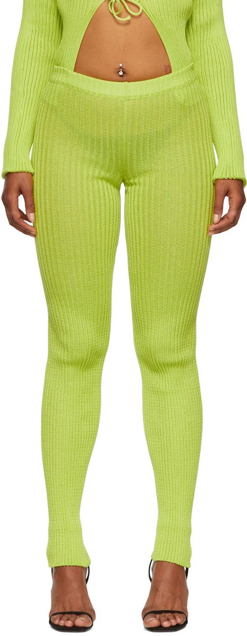 Green nylon and cotton leggings