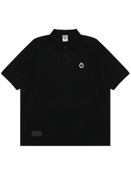 Logo-appliquéd cotton polo shirt - Black