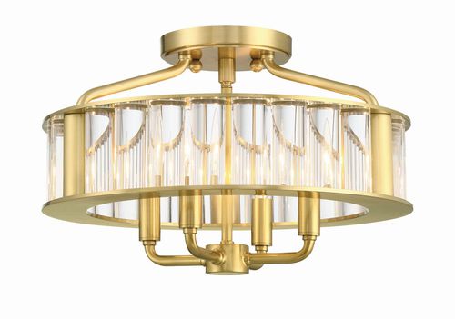 Aged Brass Four Light Semi Flush Mount from the Farris Collection