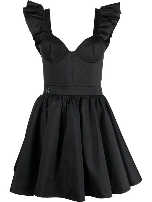 Ruffled mini dress - Black