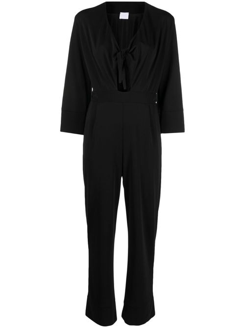 Knot-detail V-neck jumpsuit - Black