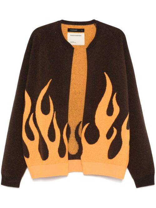 Flame-jacquard cardigan - Brown