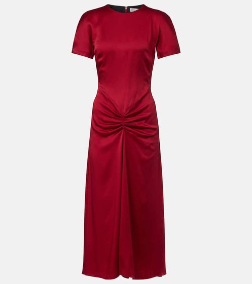Gathered satin midi dress
