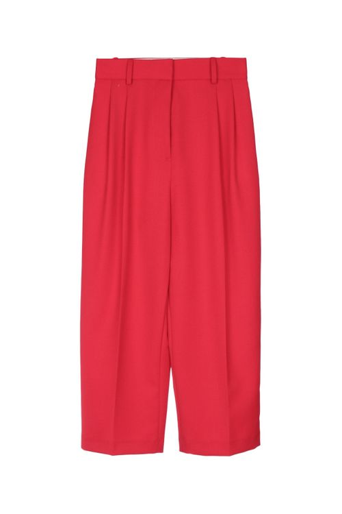 Wide-leg Pleated Trousers — Red