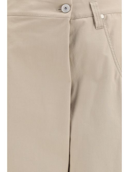 Cotton Gabardine Wrap-Front Trousers — Beige