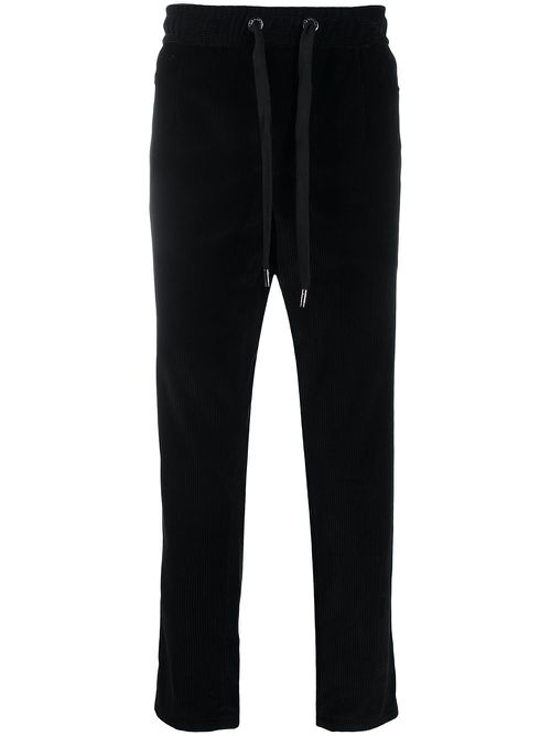 Elasticated corduroy trousers - Black