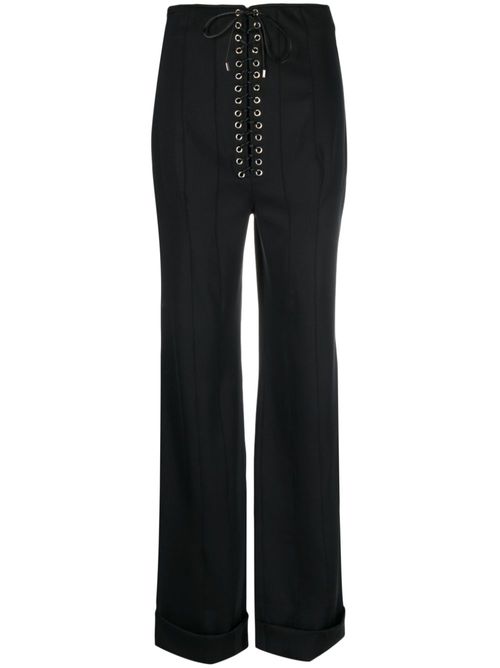 Tie-fastening high-waisted trousers - Black