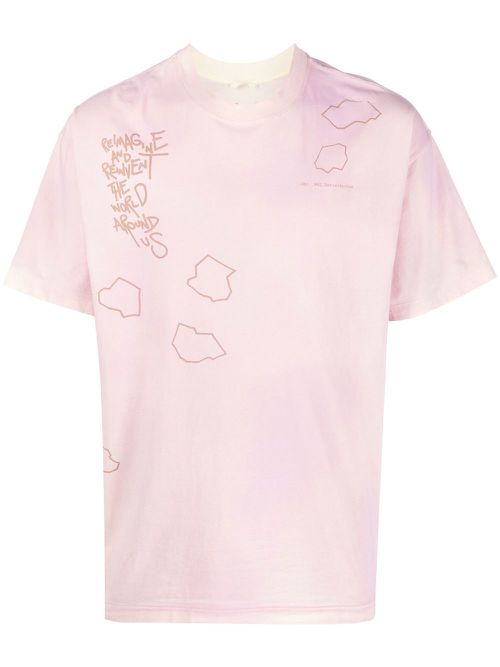 Graphic-print distressed-effect T-shirt - Pink