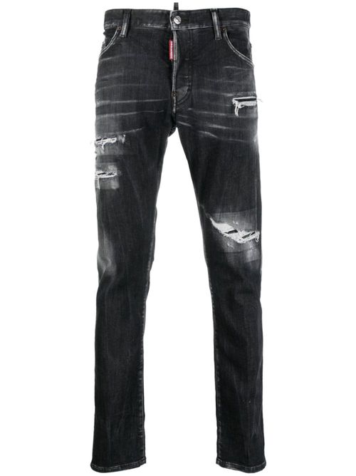 Ripped-detail skinny jeans - Black