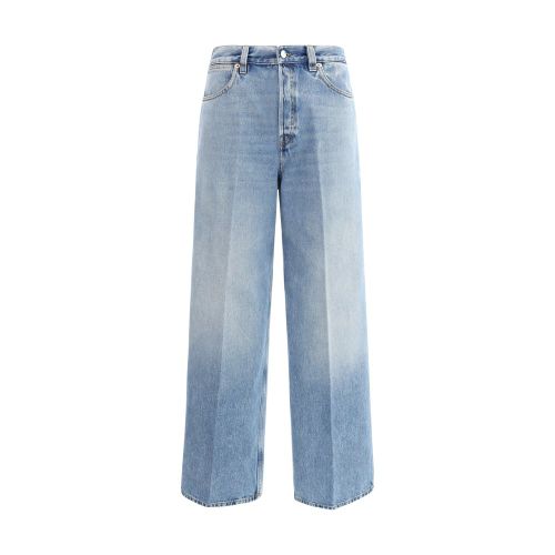 Wide-Leg Light Wash Jeans — Blue
