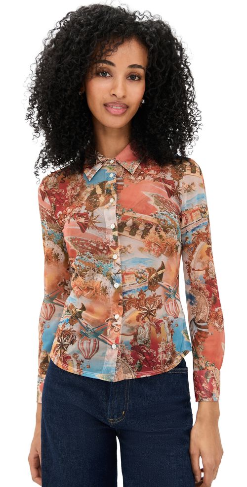 Indiana Fitted Blouse Multi Collage