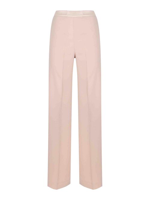 Crepe trousers with shell satin details