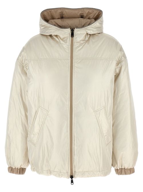 Reversible Nylon Down Down Jacket — Beige